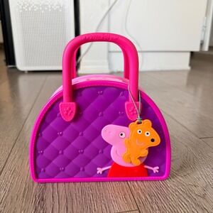 Peppa Pig Toy Carry Case Pink Purple Quilted Heart Handbag Kids One Size